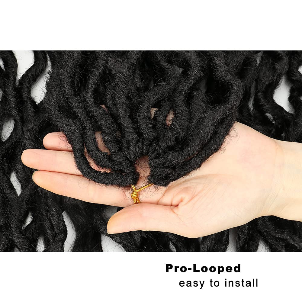 Synthetic Faux Goddess Locs Crochet Braiding Extensions Pre Looped Curls 12 strands/pack