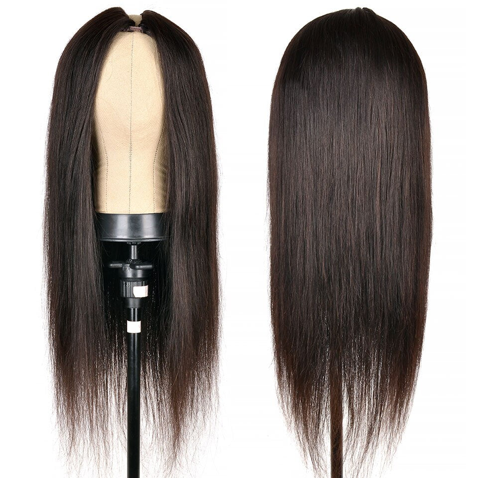 Straight Human Hair Thin Part Wig 100% Virgin Hair U Part Wig