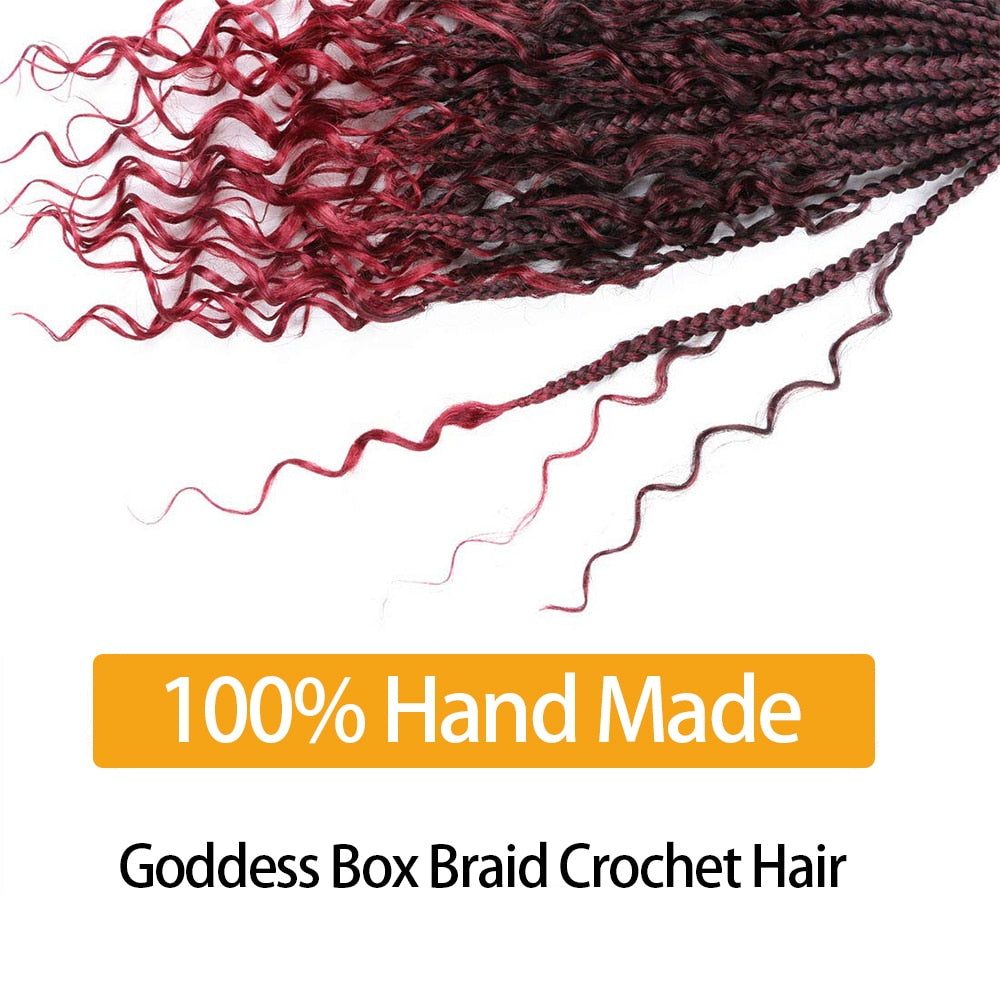 Ombre Colored Goddess Box Braid Hair Extensions Crochet Braids Pre Looped Hot Water Setting Hair