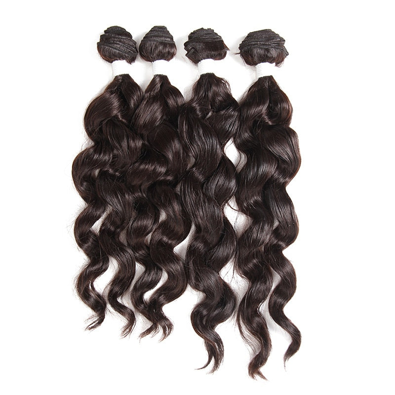 Natural Loose Wave Synthetic Hair Weave Bundles 4Pcs/Pack 16-18inch