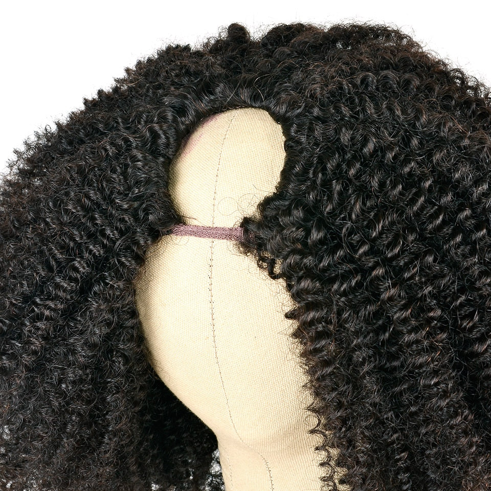 Kinky Curly U Part Wig Human Hair 100% Brazilian Virgin Hair Natural Color