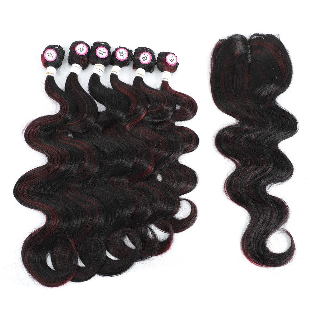 Red Highlights 6 Synthetic Bundles With Closure