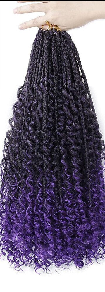 Ombre Purple Colored Goddess Box Braid 