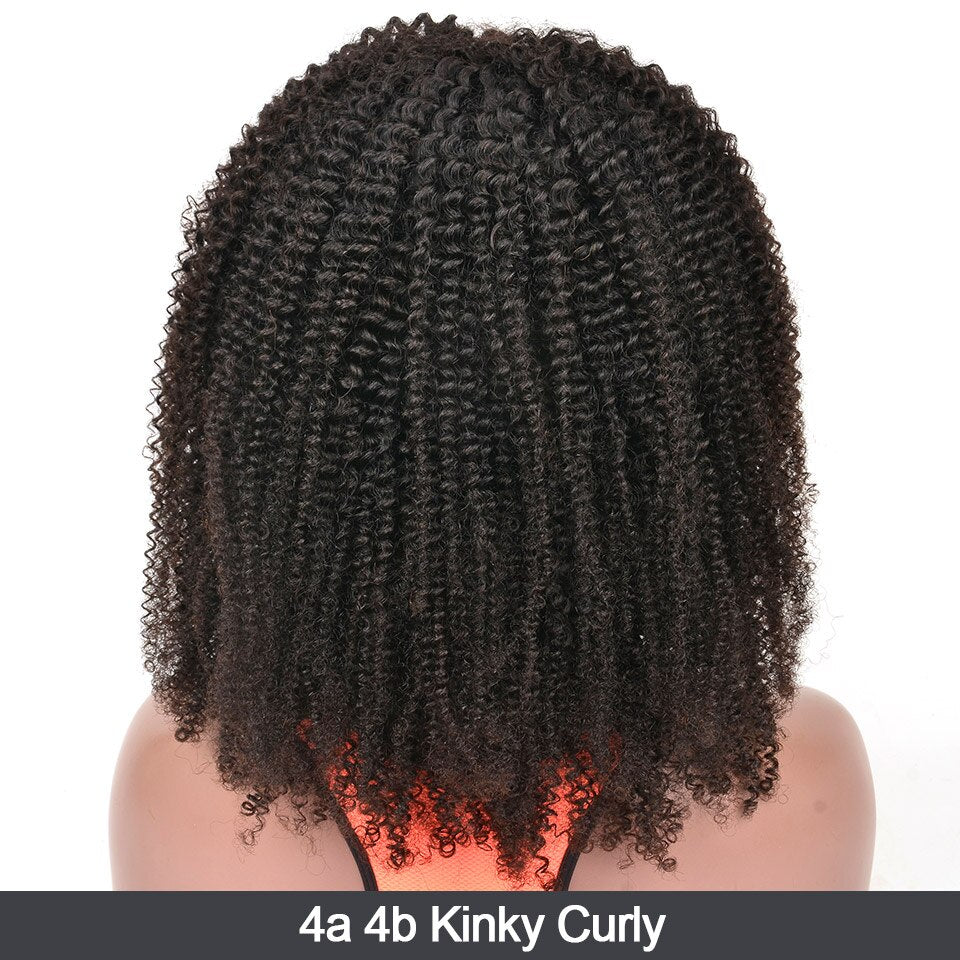 Kinky Curly Virgin Brazilian Hair Wig with Bangs