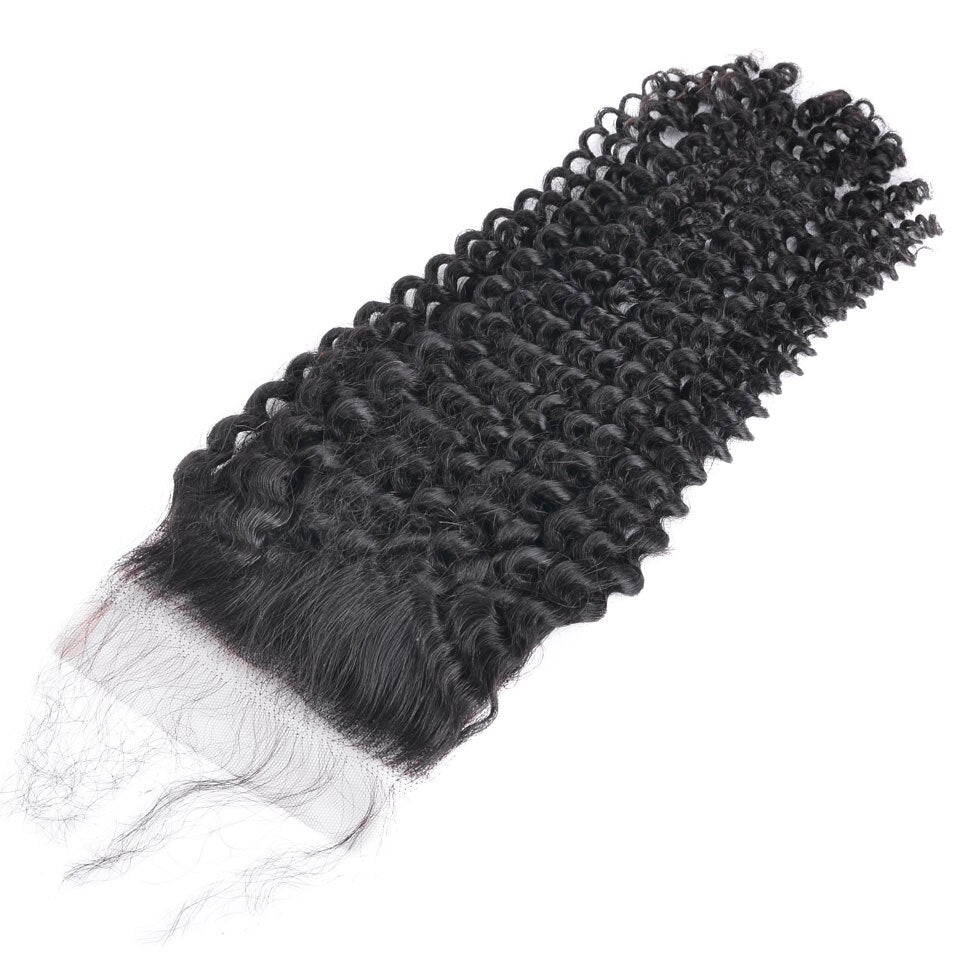 Kinky Curly  Lace Closure 4x4 Virgin Brazilian Virgin Hair Free Part