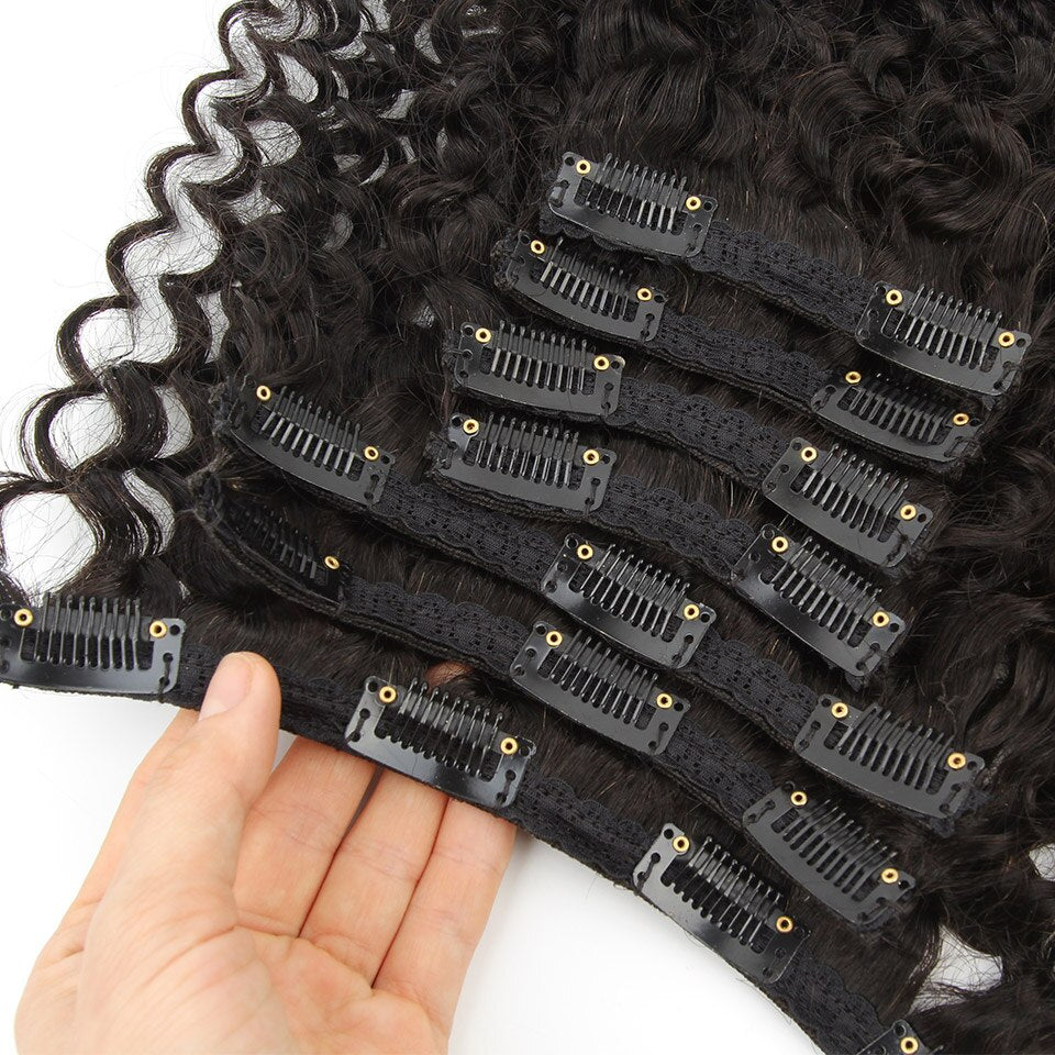 Curly Virgin Malaysian Hair 3C 4A Clip In Extensions7 Pieces 120g/set