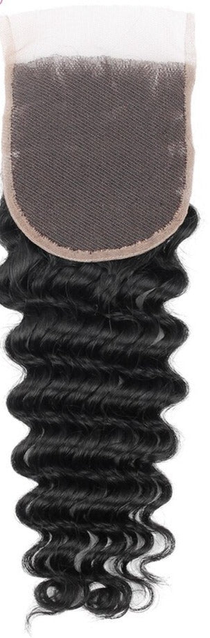 Deep Wave Virgin Brazilian Hair Closure 4x4 Free Part