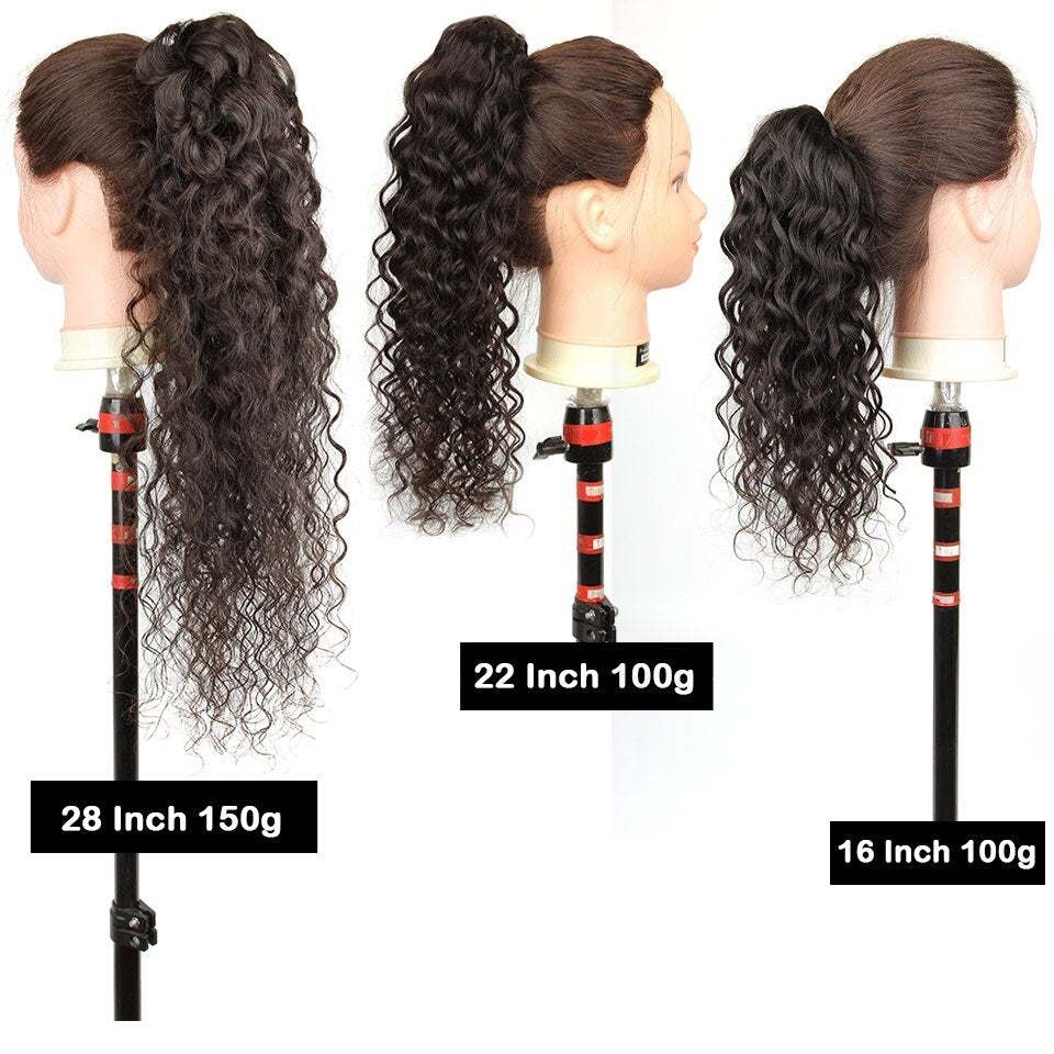 Curly Drawstring Brazilian Ponytail Hair Clip In Extensions