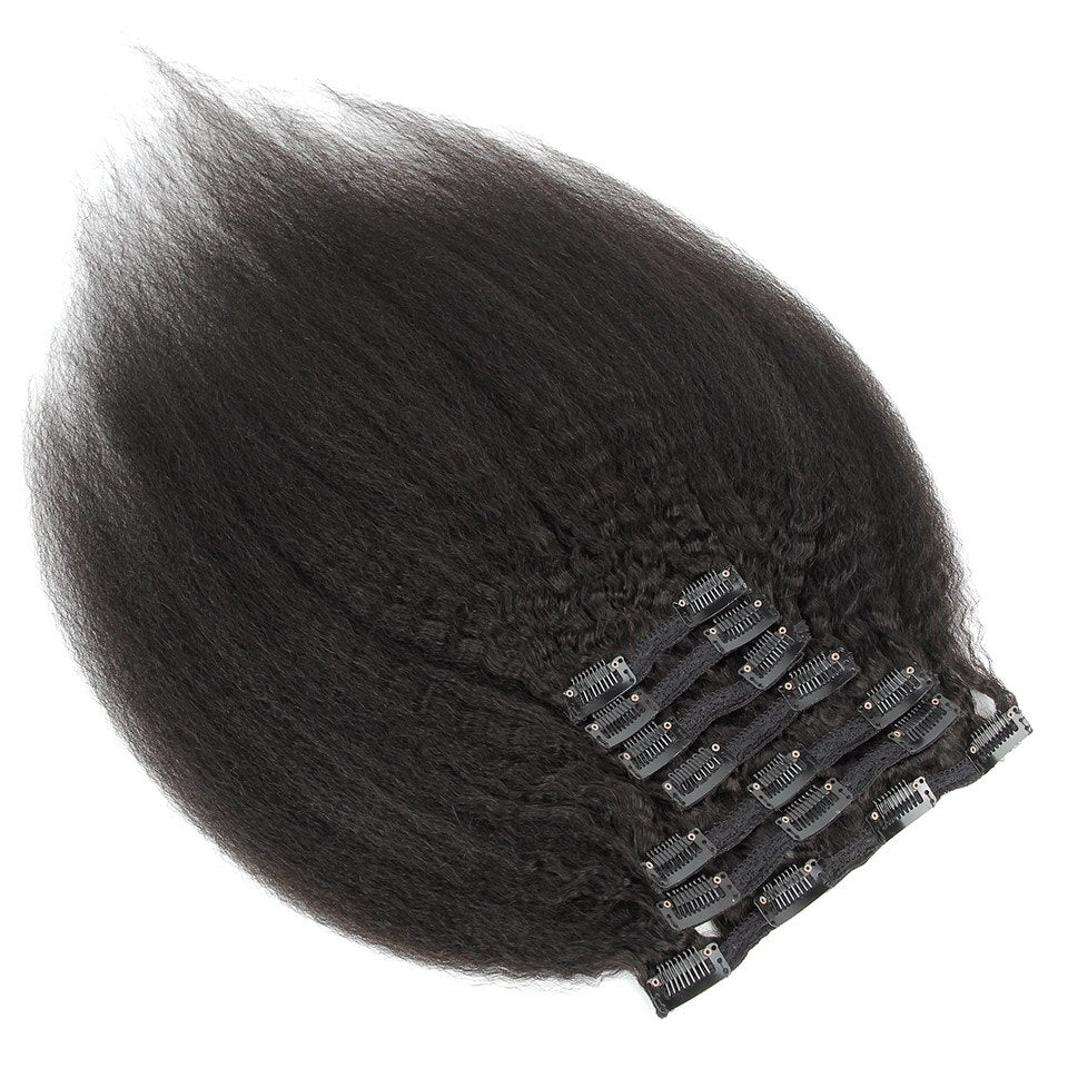 Afro Kinky Straight Brazilian Clip-In Extensions 7 Pieces/set 120g