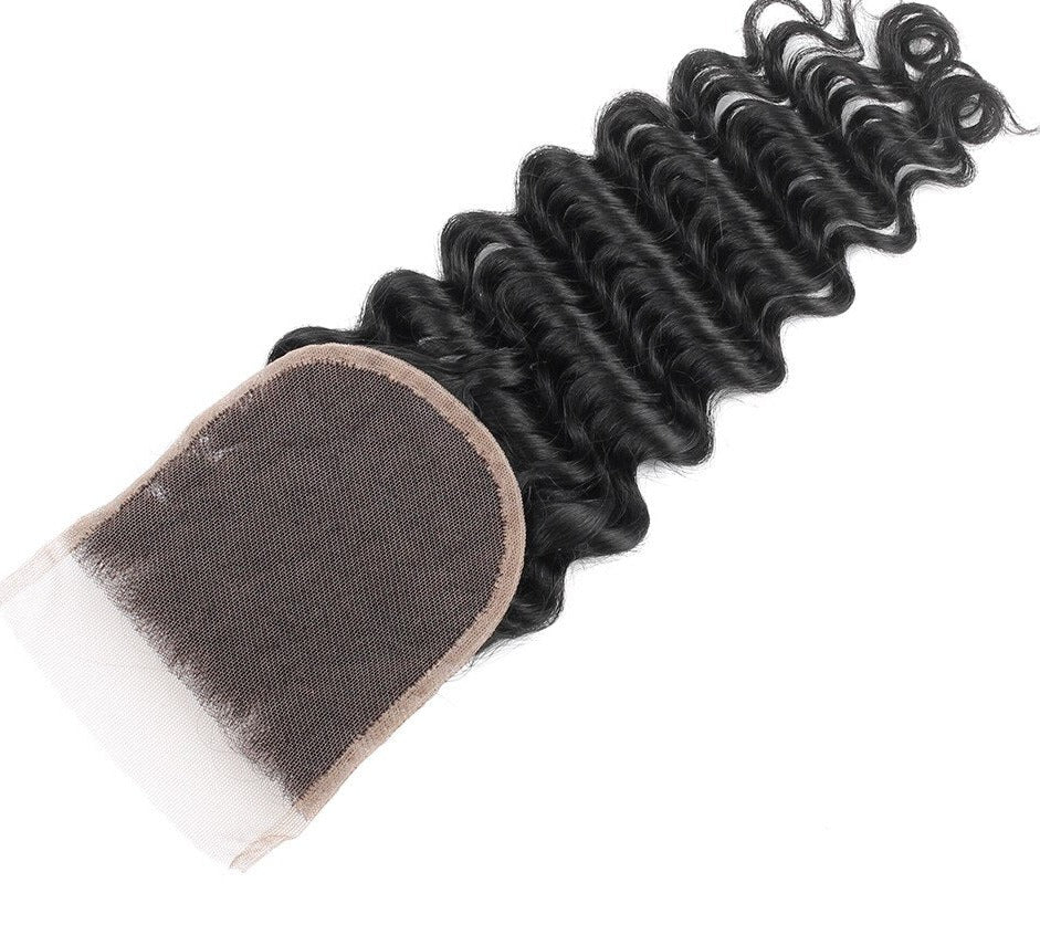 Deep Wave Virgin Brazilian Hair Closure 4x4 Free Part