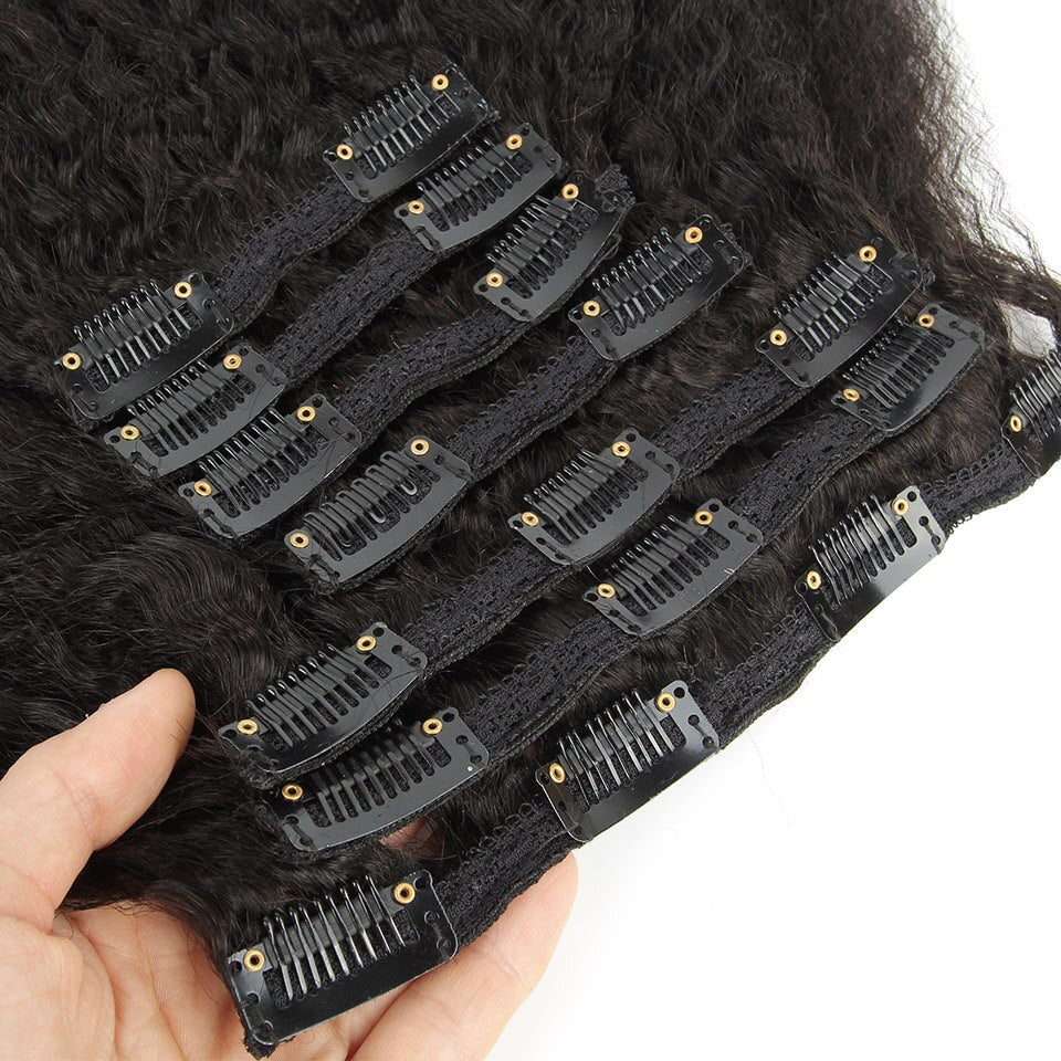 Afro Kinky Straight Brazilian Clip-In Extensions 7 Pieces/set 120g