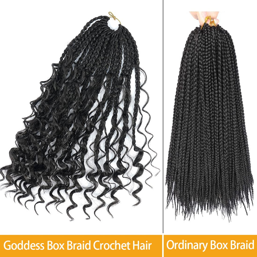 Ombre Colored Goddess Box Braid Hair Extensions Crochet Braids Pre Looped Hot Water Setting Hair