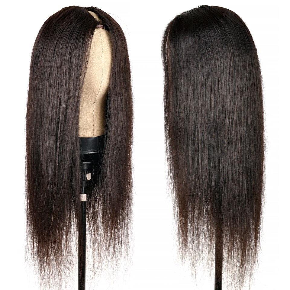 Straight Human Hair Thin Part Wig 100% Virgin Hair U Part Wig