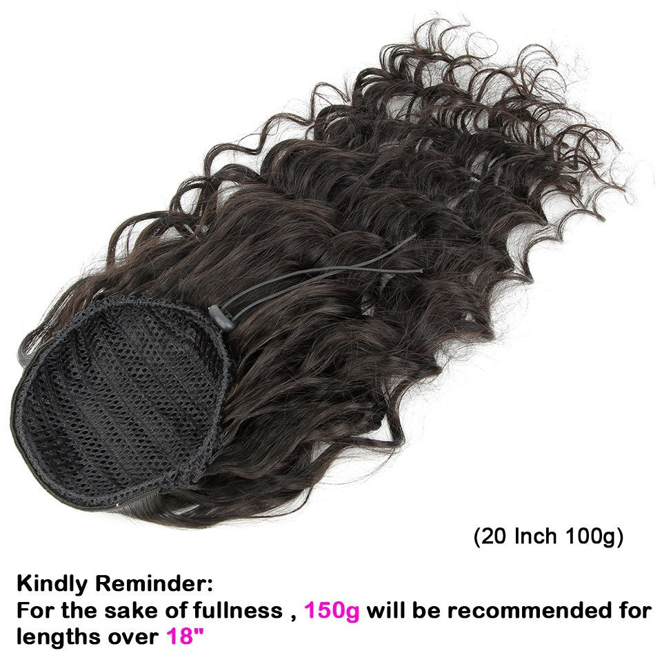 Curly Virgin Brazilian Hair Drawstring Ponytail Clip In Extensions