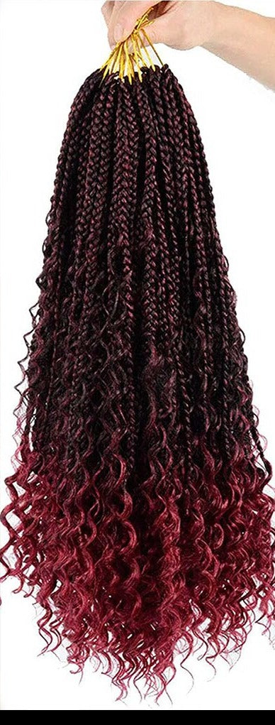 Ombre Red Colored Goddess Box Braid 