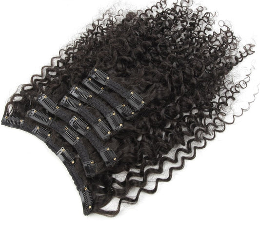 Curly Virgin Malaysian Hair 3C 4A Clip In Extensions7 Pieces 120g/set