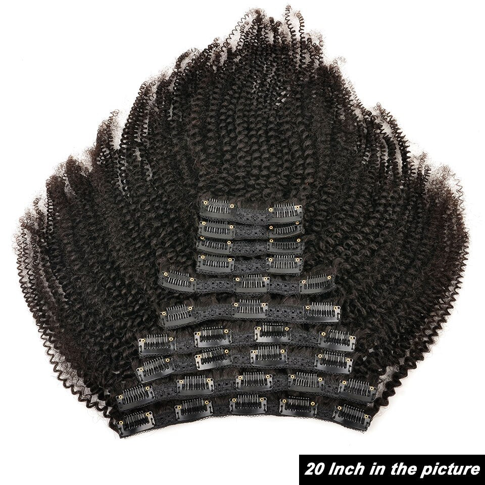 4B 4C Kinky Coily Brazilian Virgin Hair Clip In 20 Inch