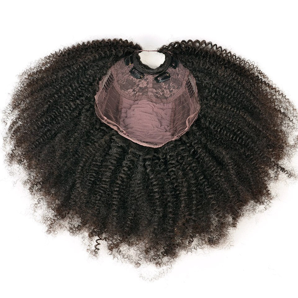 Kinky Curly U Part Wig Human Hair 100% Brazilian Virgin Hair Natural Color