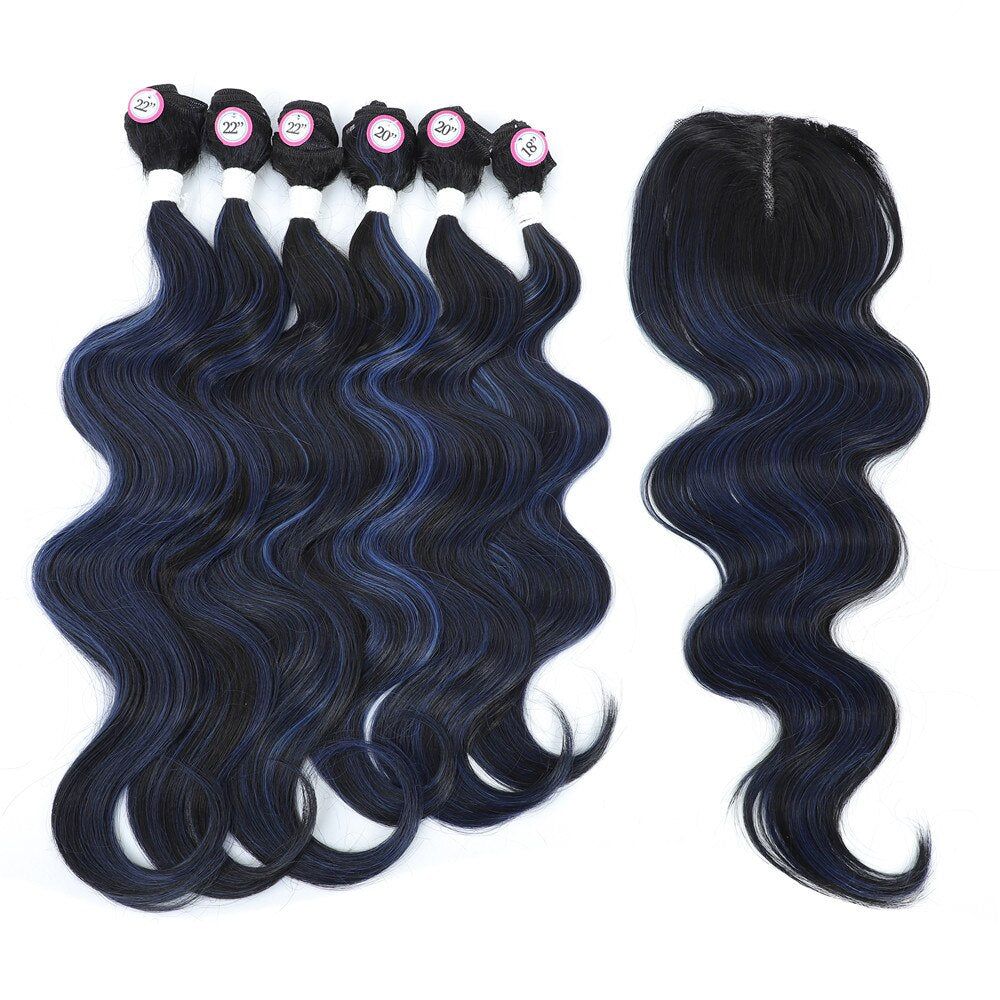 Blue Highlights 6 Synthetic Bundles With Closure