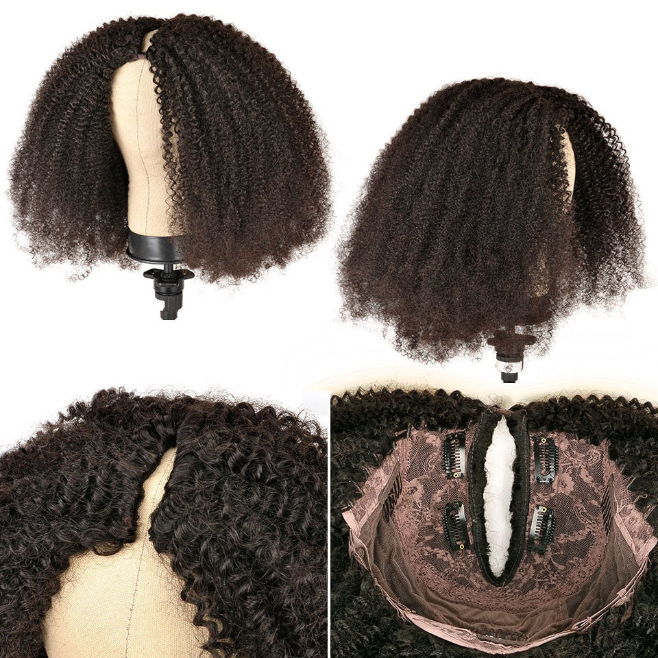 4A 4B Kinky Curly Thin Part Wig