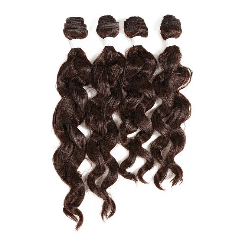 Natural Loose Wave Synthetic Hair Weave Bundles 4Pcs/Pack 16-18inch