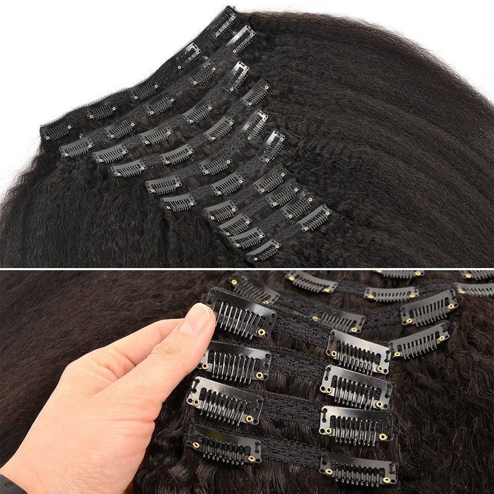 Kinky Straight Virgin Brazilian Clip In Human Hair Extensions Full Head 32 Clips 10 Pieces/Set