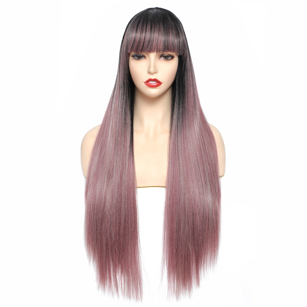 Long Straight Synthetic Wig With Bangs