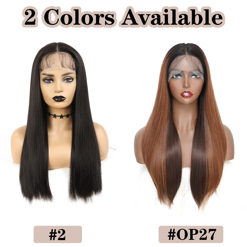 Soft Long Straight Layered Synthetic Hair Wig Lace Front Wig