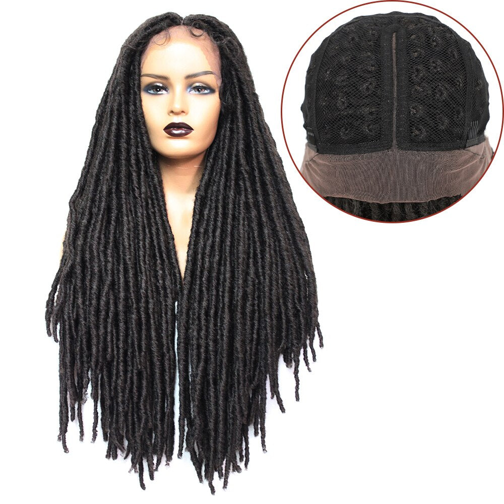 Black Hair Luv Dreadlock Lace Wig inside baby hairs