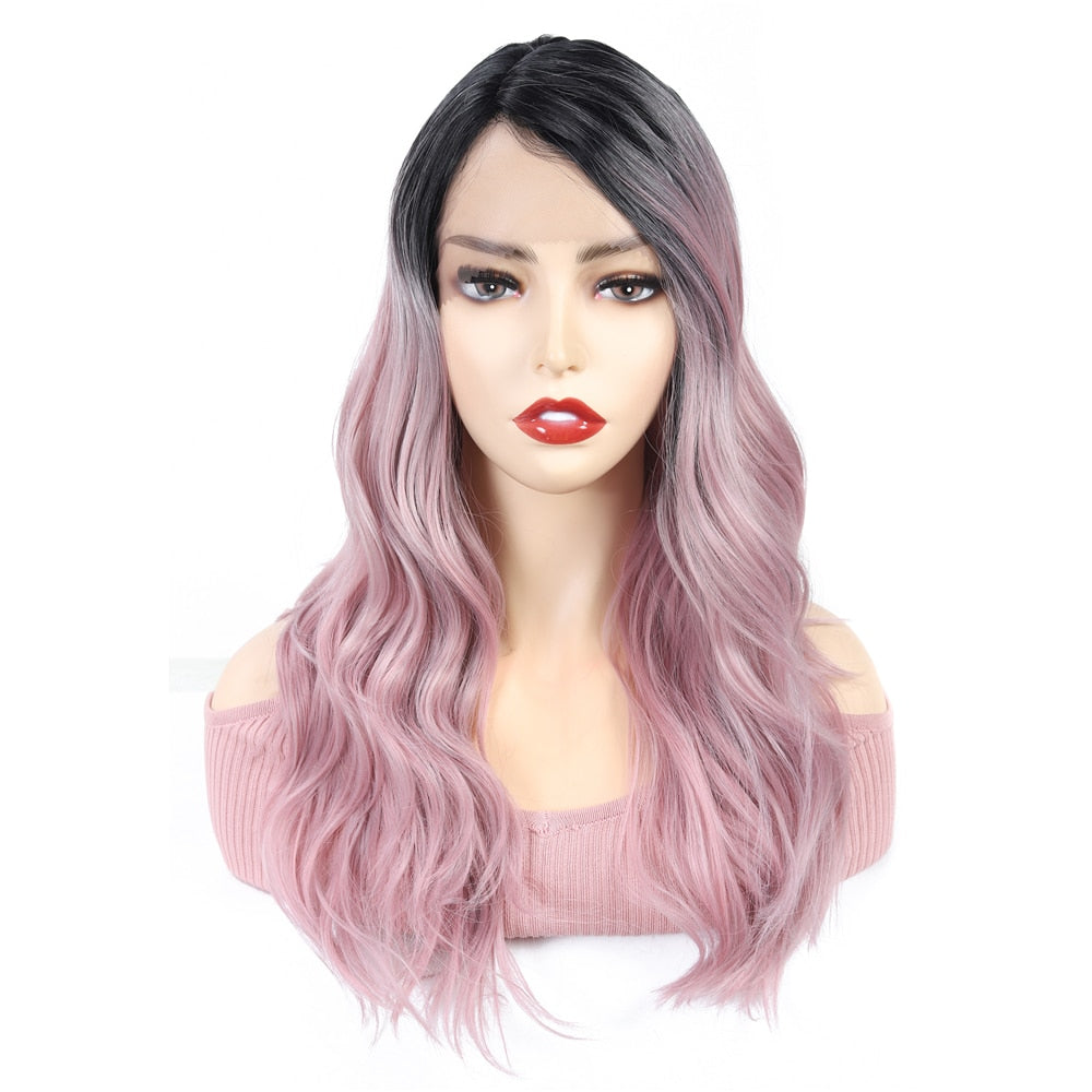 Long Synthetic Body Wave Lace Wig With Side Part