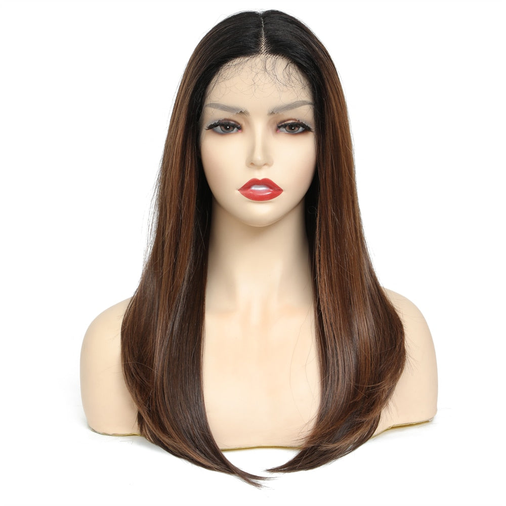 Long Synthetic Yaki Straight Lace Front Wig With Baby Hair