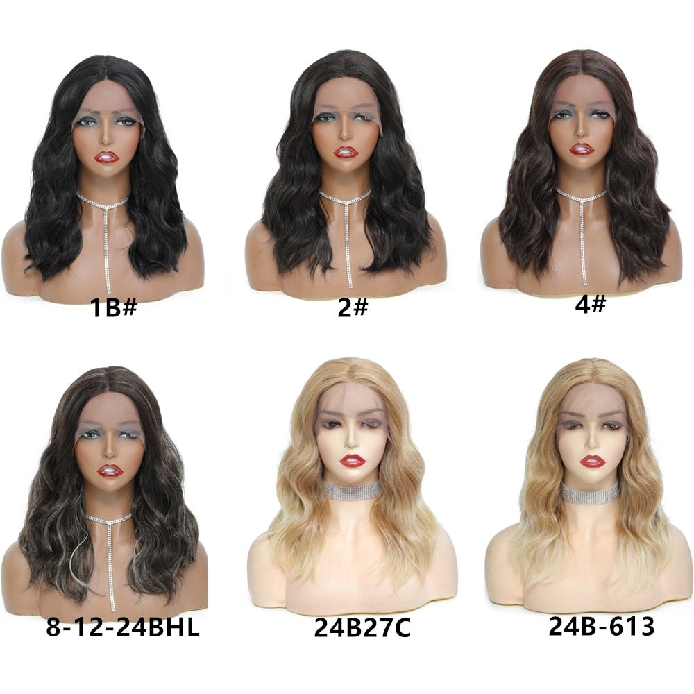 14inch Medium Length Middle Part Lace Front Hair Wig