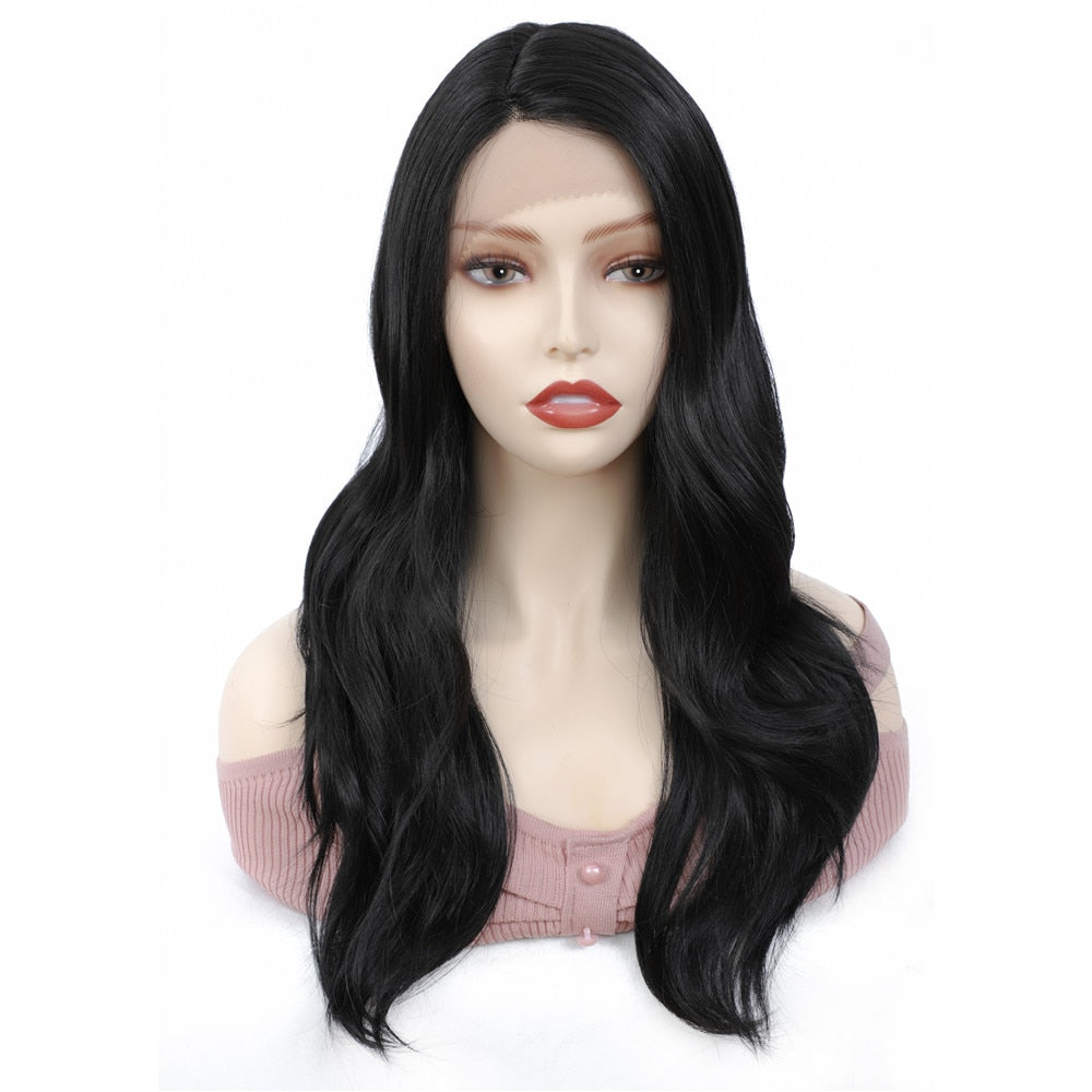 Long Synthetic Body Wave Lace Wig With Side Part