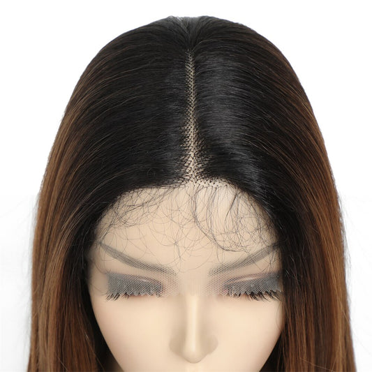 Long Synthetic Yaki Straight Lace Front Wig With Baby Hair