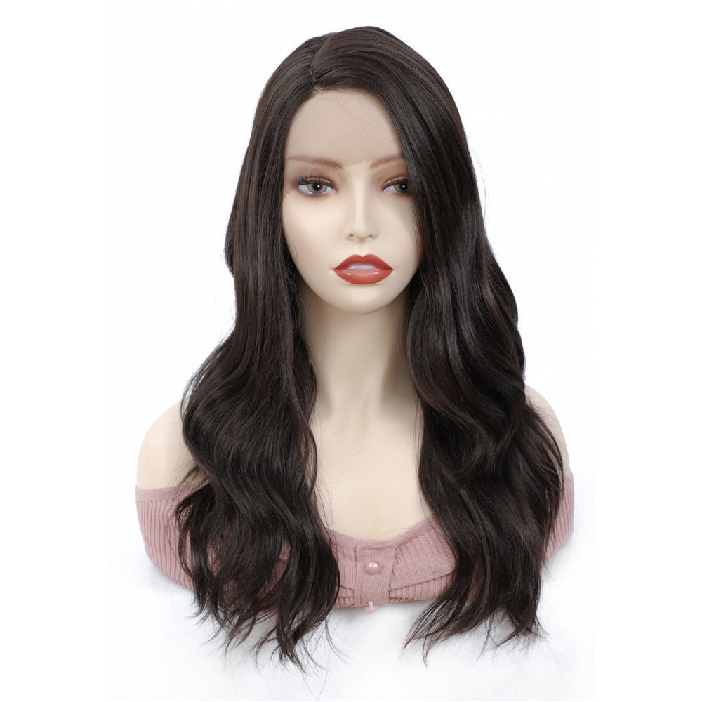 Long Synthetic Body Wave Lace Wig With Side Part