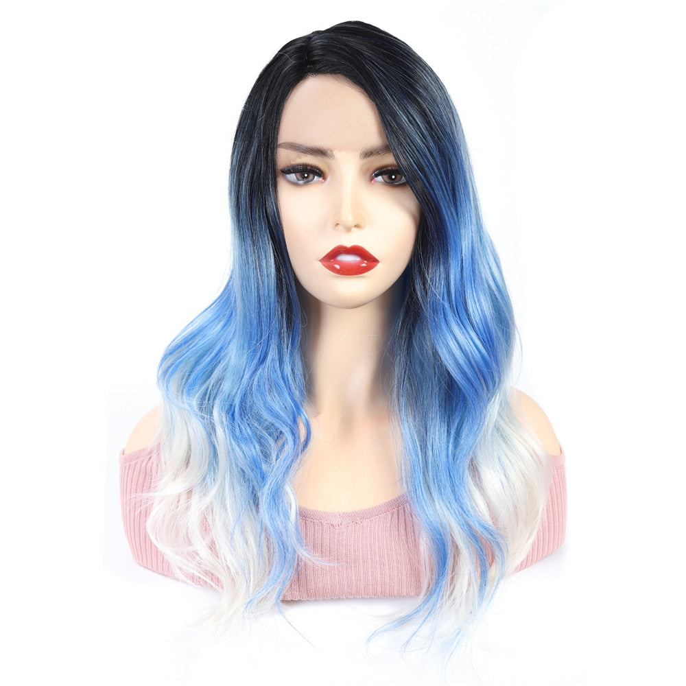 Long Synthetic Body Wave Lace Wig With Side Part