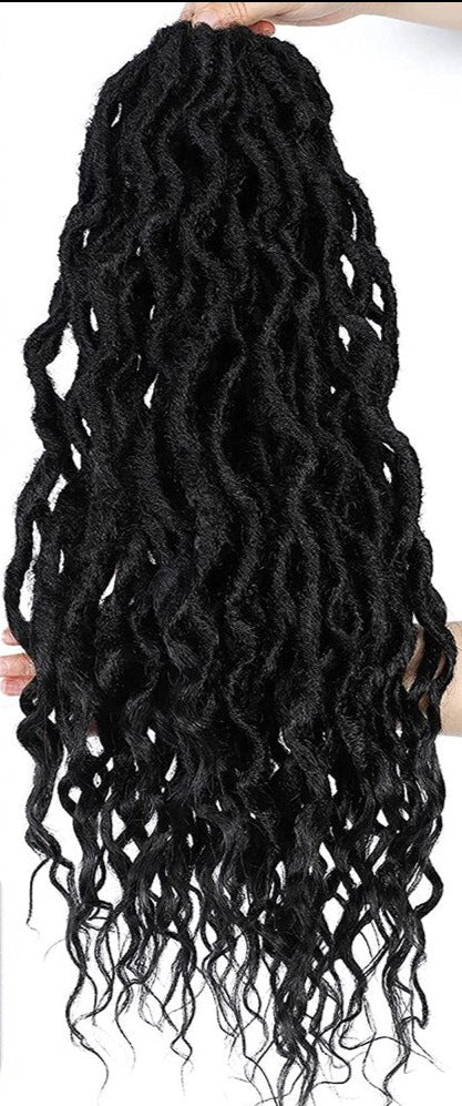 Ombre Brown Curly Faux Locs Crochet Braiding Hair For Black Women Synthetic Goddess Locs 12strands/pack 26inches Braids