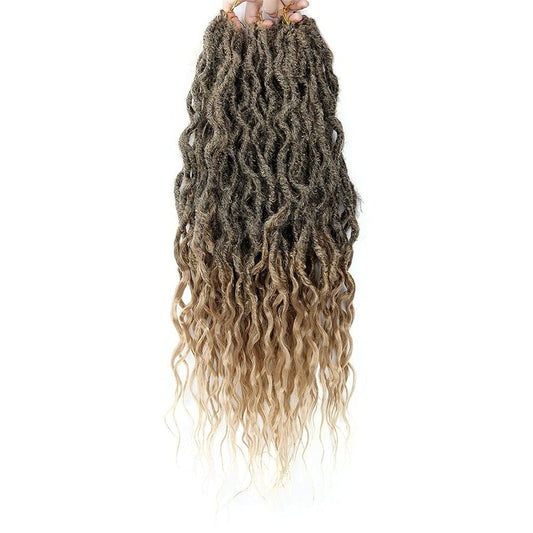 Ombre Brown Curly Faux Locs Crochet Braiding Hair For Black Women Synthetic Goddess Locs 12strands/pack 26inches Braids