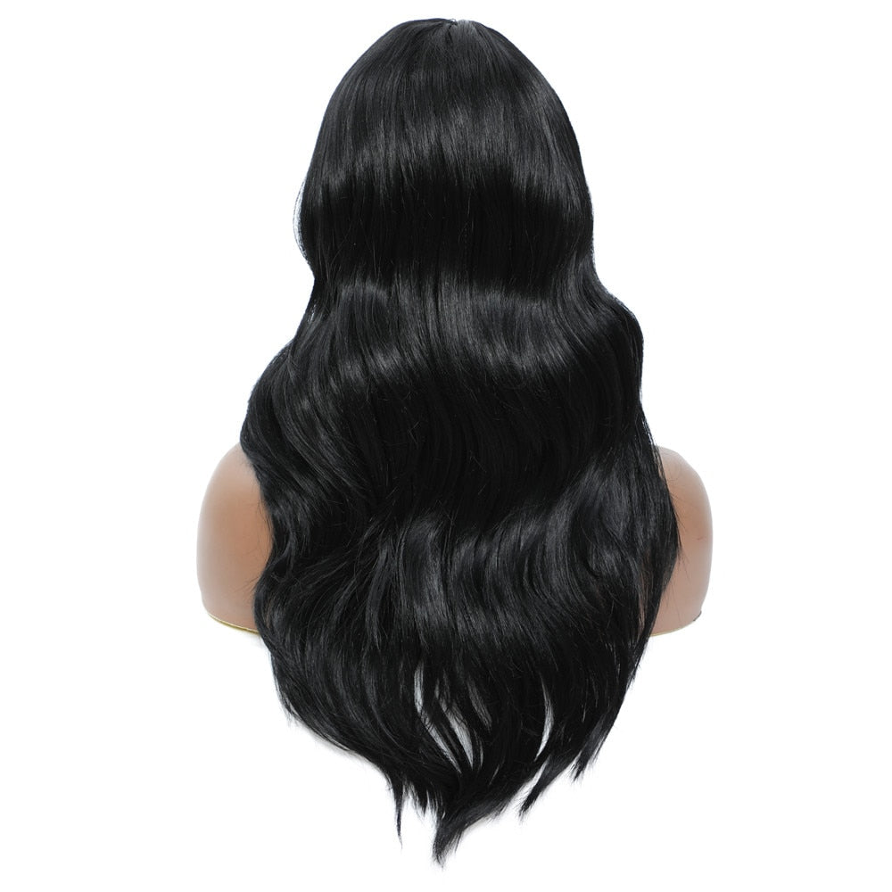 Long Synthetic Hair Wig Body Wave Lace Wig With Side Part