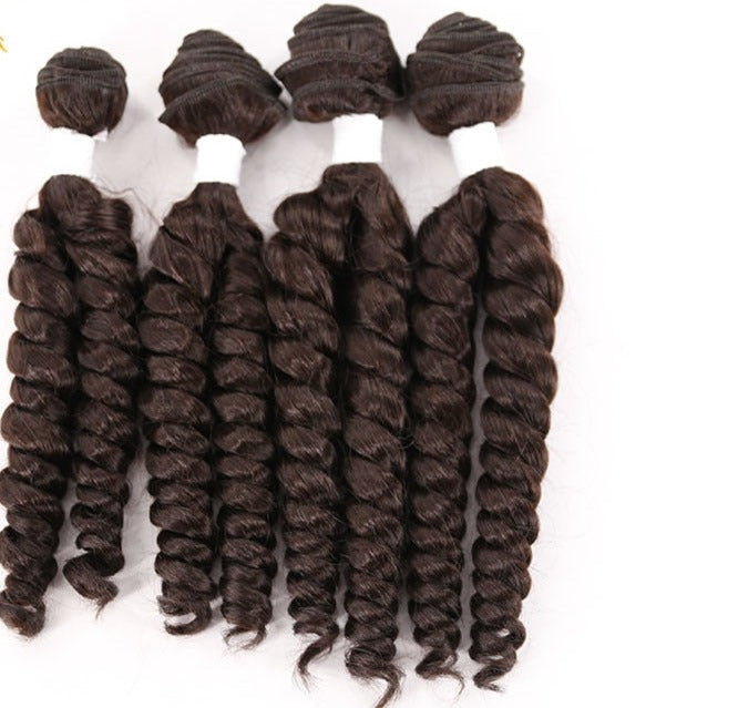 Brown 3A Curly Synthetic Hair 4 Bundles