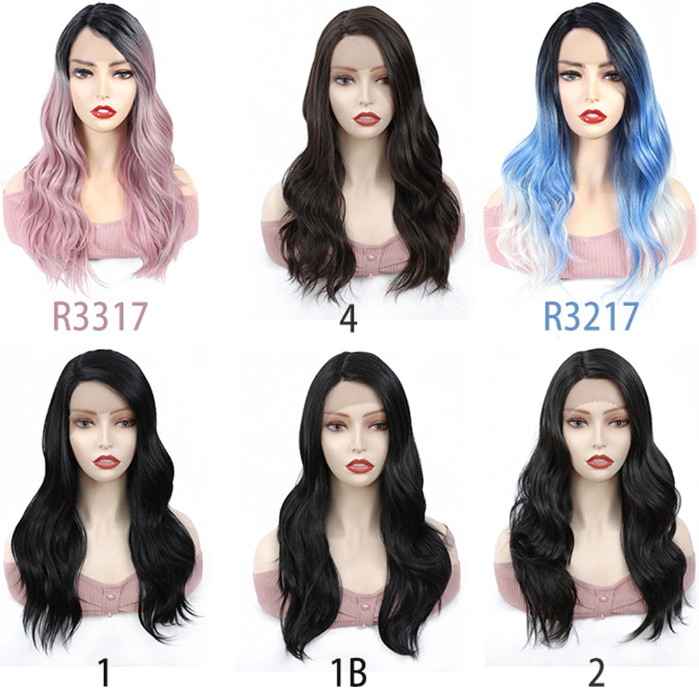 Long Synthetic Body Wave Lace Wig With Side Part