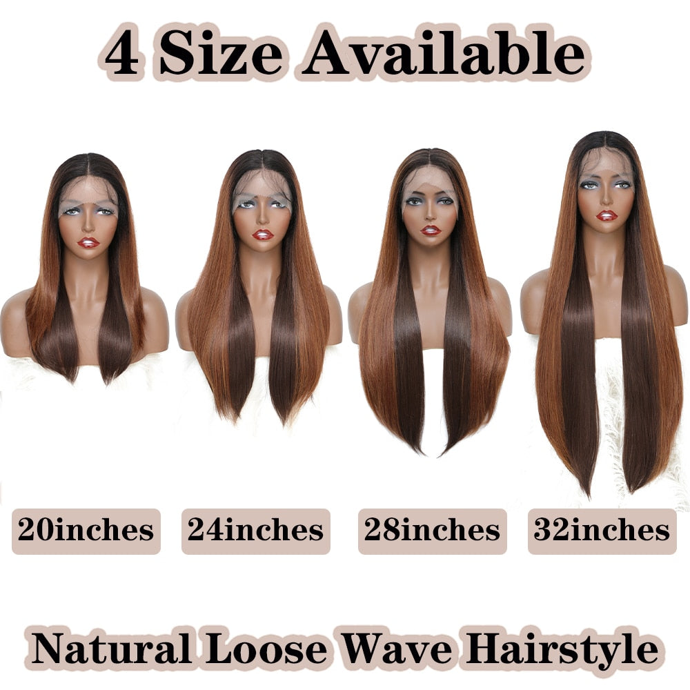 Soft Long Straight Layered Synthetic Hair Wig Lace Front Wig