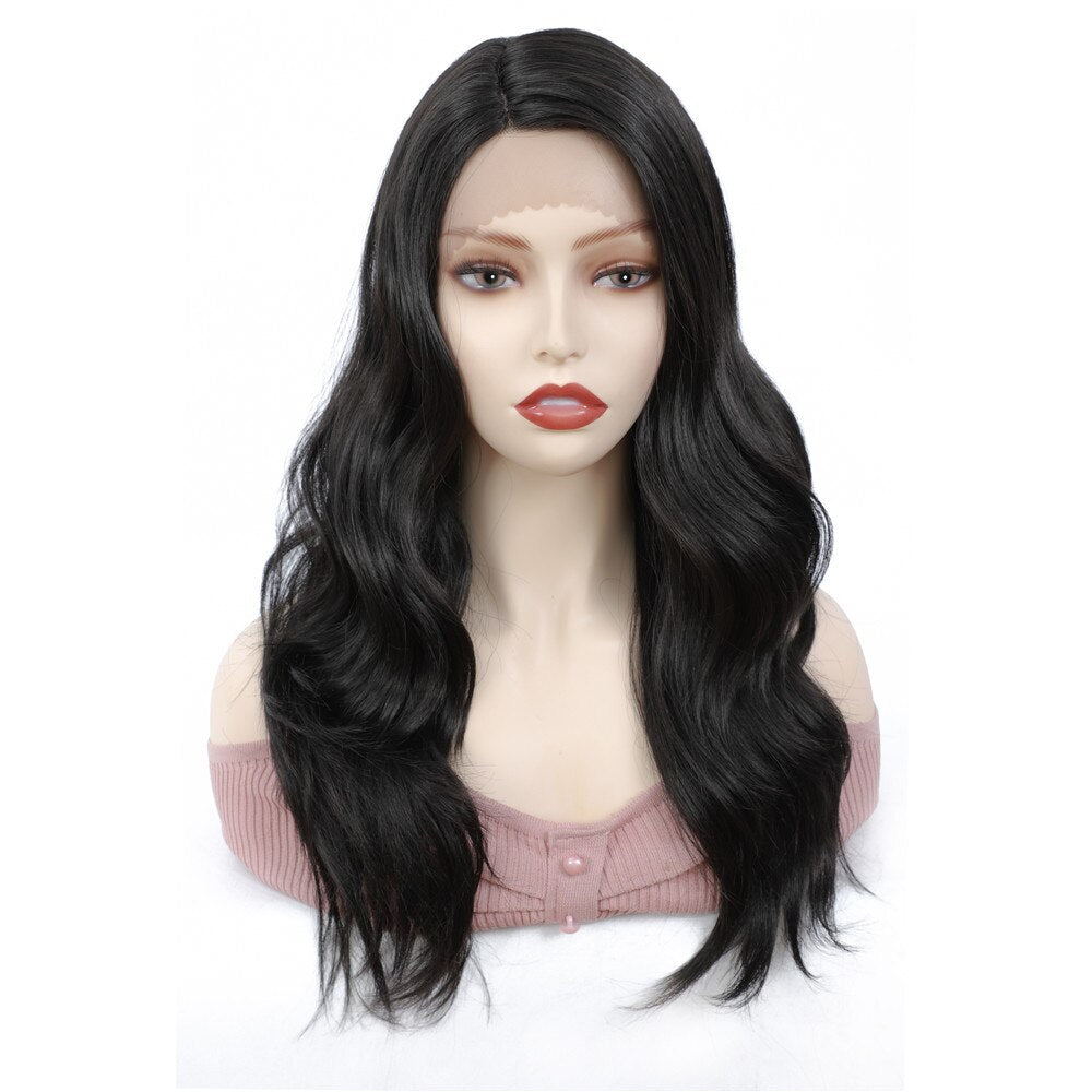 Long Synthetic Body Wave Lace Wig With Side Part