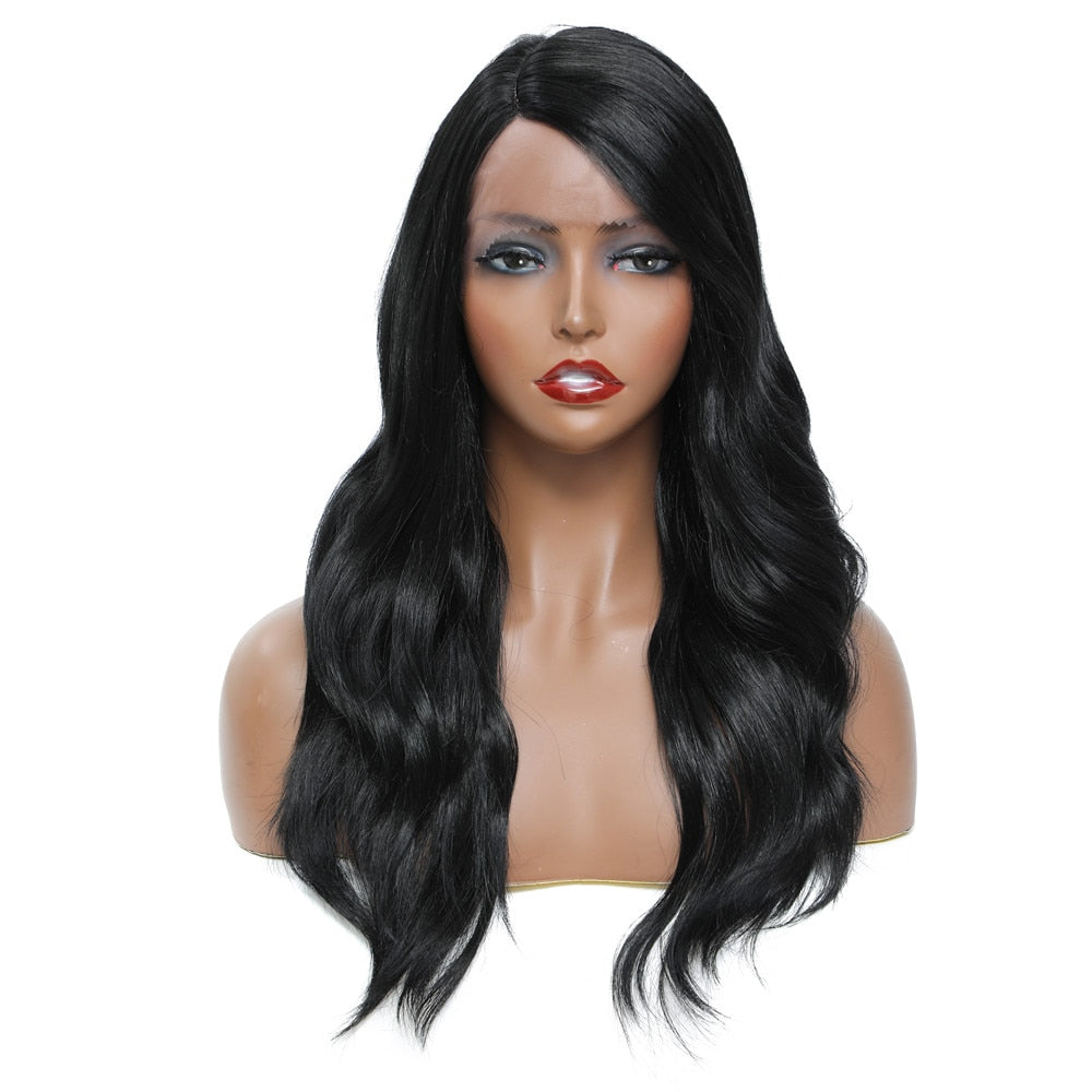 Long Synthetic Body Wave Lace Wig With Side Part