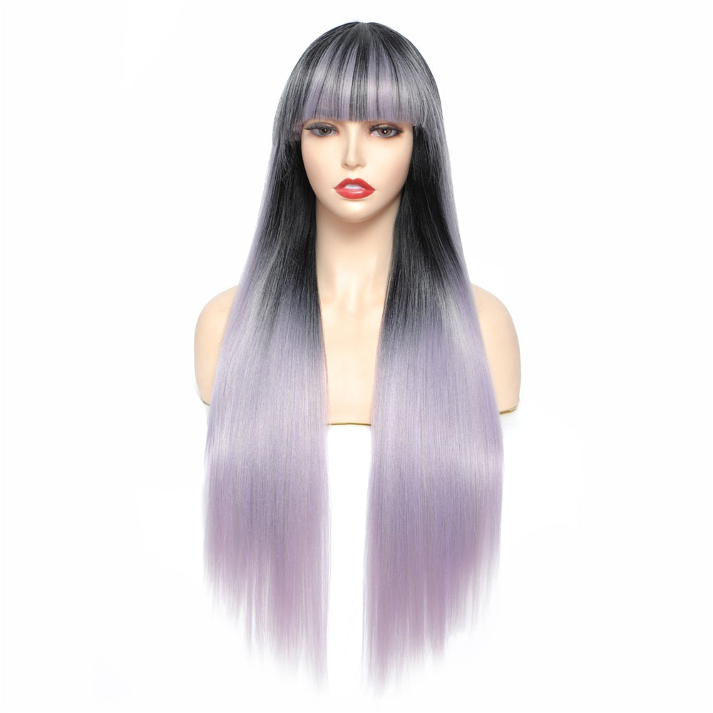 Long Straight Synthetic Wig With Bangs