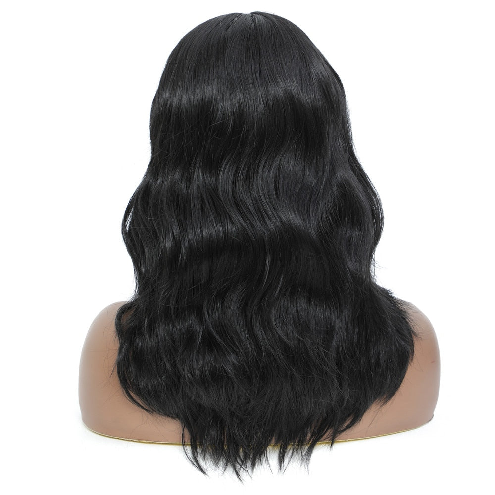 Medium Length Natural Color Middle Part Lace Front Hair Wig