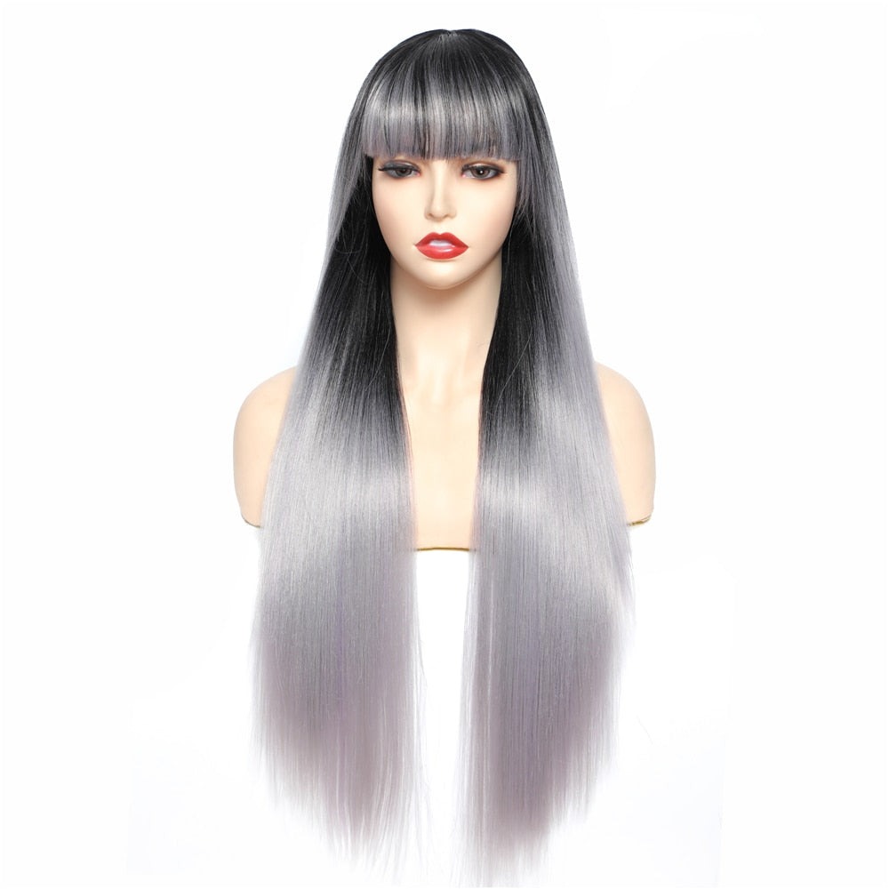 Long Straight Synthetic Wig With Bangs