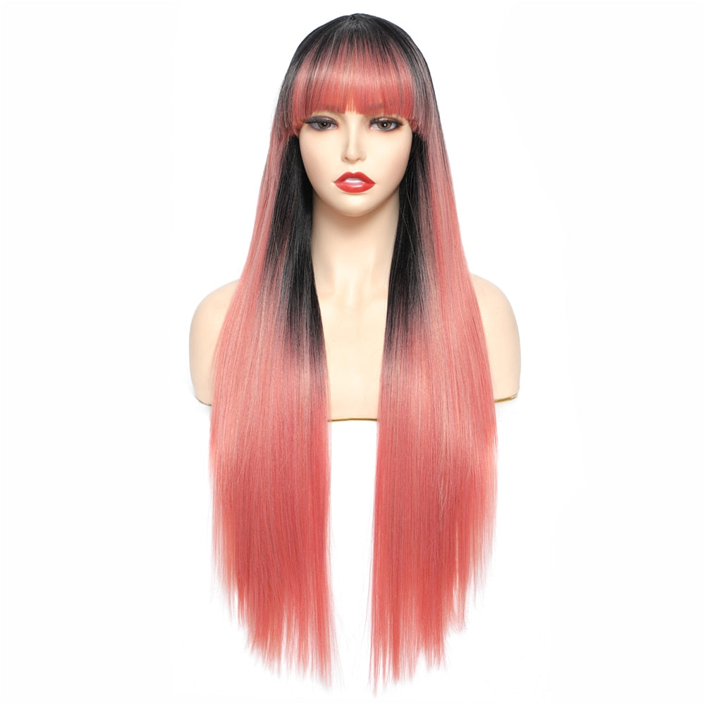 Long Straight Synthetic Wig With Bangs