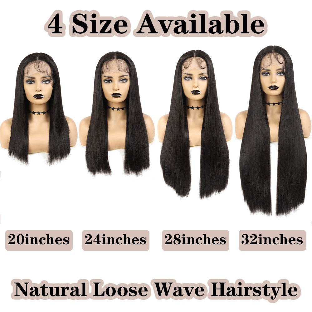 Soft Long Straight Layered Synthetic Hair Wig Lace Front Wig