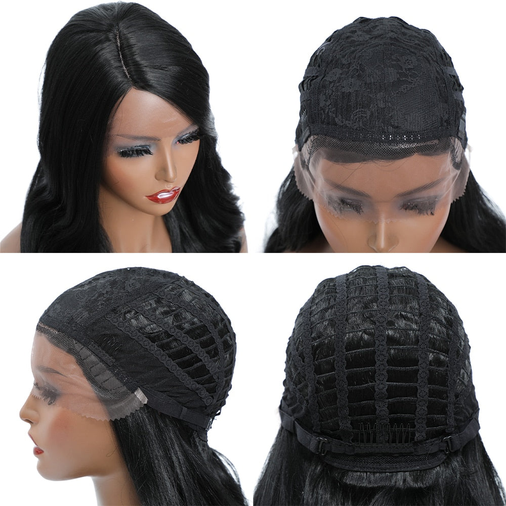 Long Synthetic Body Wave Lace Wig With Side Part